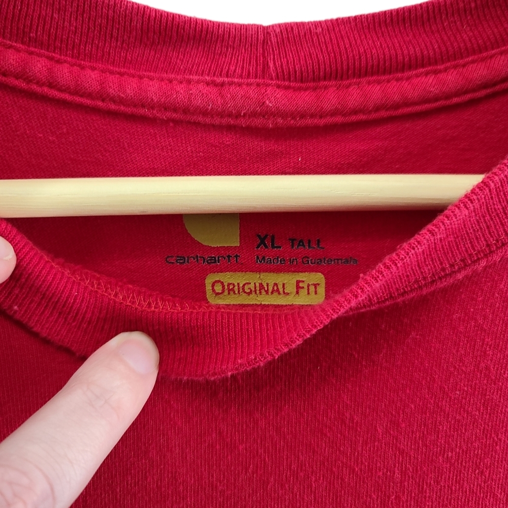 CARHARTT Pocket Tee Shirt Men's Red XL Tall Graphic Short Sleeve TShirt - Picture 3 of 4